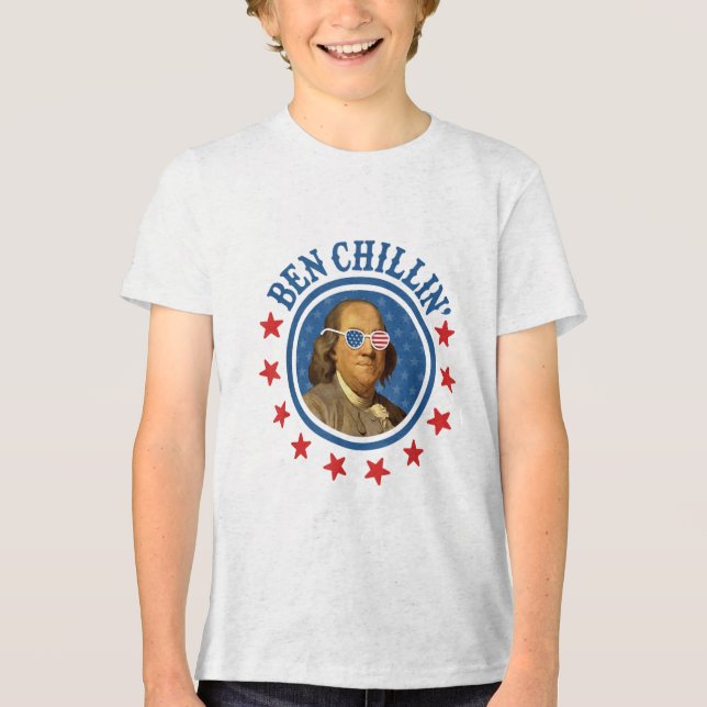 Funny 4:e juli _ Ben Chillin _ Ben Franklin Usa T Shirt (Framsida)