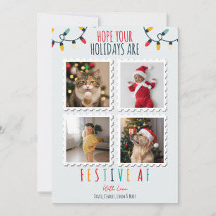 Funny 4 Photo jul Card Festive AF-Anpassningsbar Julkort