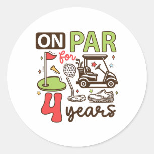 Funny 4e födelsedagen Golf Shirt 4 år gammal Golfe Runt Klistermärke
