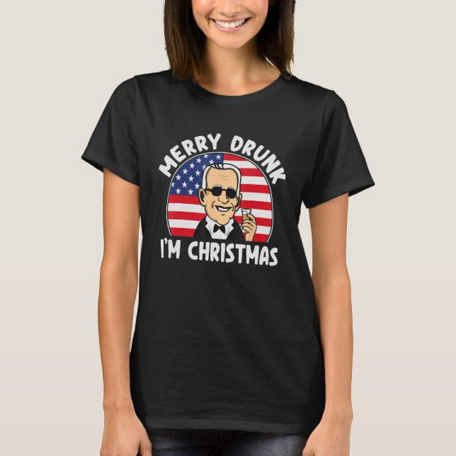 Funny 4th of July Merry Drunk I'm Christmas Men &  T Shirt (Framsida)