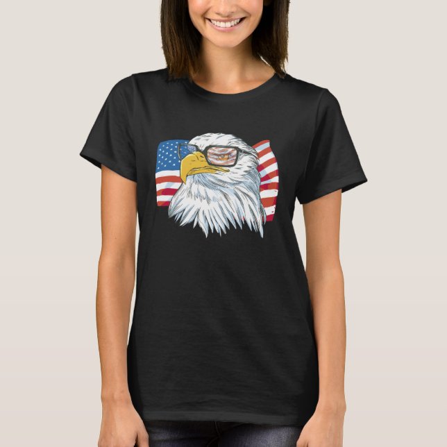 Funny 4th Of July USA American Flag Patriotic Eagl T Shirt (Framsida)