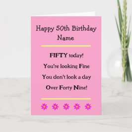 Funny 50:e födelsedagskortet Verse Woman Birthday Kort