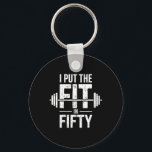 Funny 50th Birthday Fitness Gym  Nyckelring<br><div class="desc">Funny 50th Birthday Fitness Gym</div>