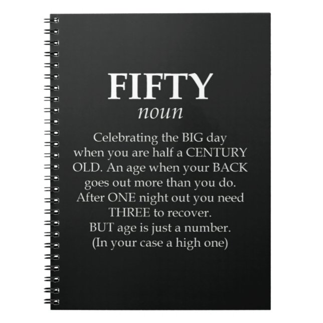 Funny 50th Birthday Gifts 50 Years Old Fifty Humor Anteckningsbok (Framsidan)