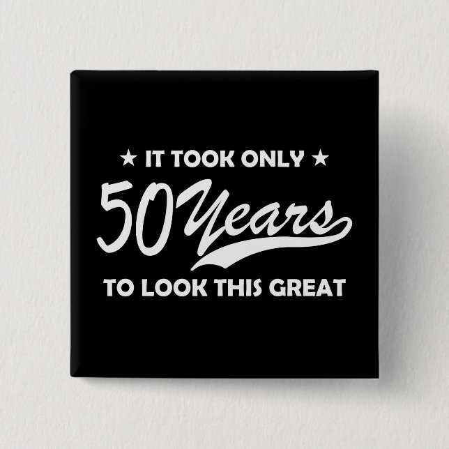 Funny 50th Birthday Retro Typography Knapp (Framsida)