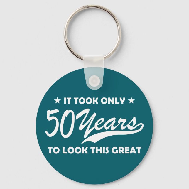 Funny 50th Birthday Retro Typography Nyckelring (Framsida)