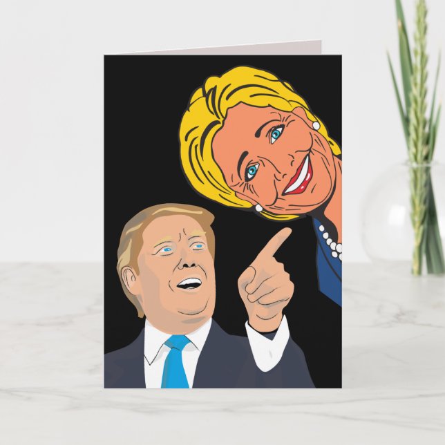 FUNNY 50TH BIRTHDAY TRUMP & HILLARY CARDS KORT (Framsida)
