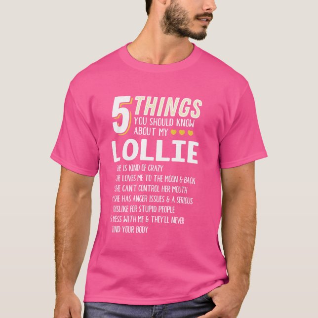 Funny 5 Sak Grandma Lollie Gift Idea T Shirt (Framsida)
