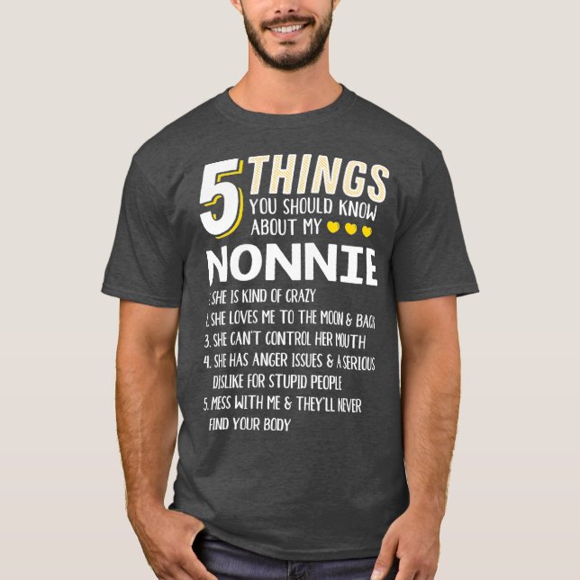 Funny 5 Sak Grandma Nonnie Gift Idea T Shirt (Framsida)