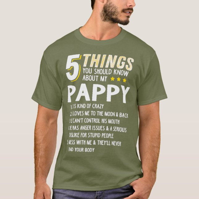 Funny 5 Sak Grandpa Pappy Crazy Gift Idea T Shirt (Framsida)