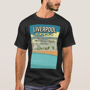 Funny 5 stjärna Liverpool River Skyline UK Travel T Shirt