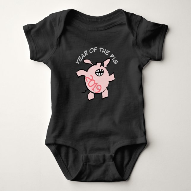 Funny 5 Tecknader Illustration Rosa Gris 2019 Baby T Shirt (Framsida)