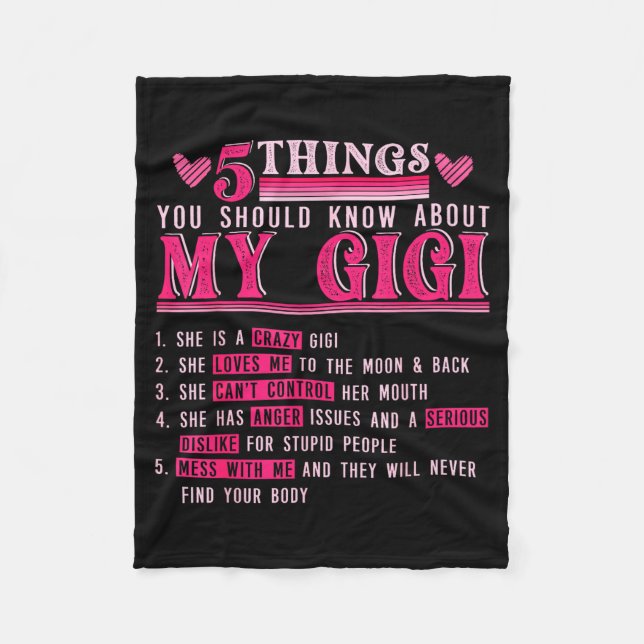Funny 5 things should know about gigi mother's day fleecefilt (Framsidan)