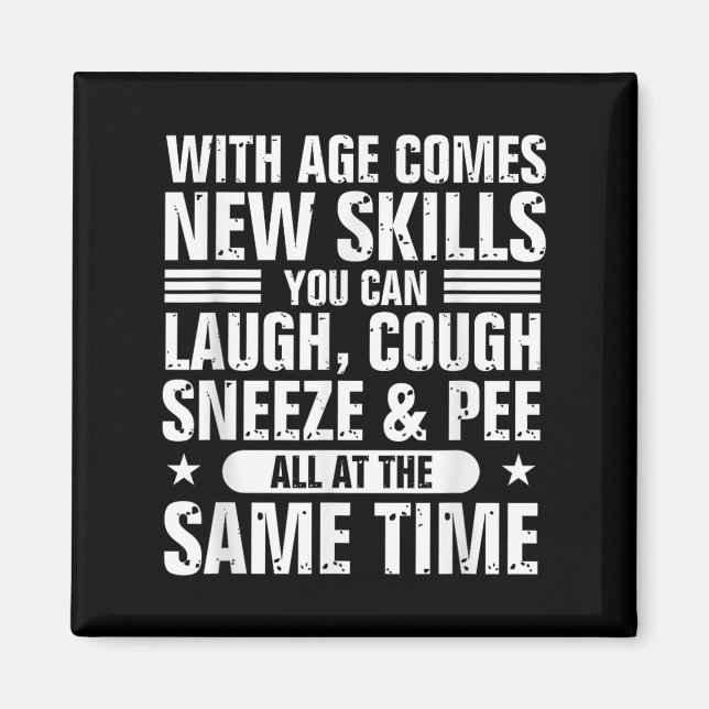 Funny 60th Birthday With Age Comes New Skills Humo Magnet (Framsidan)