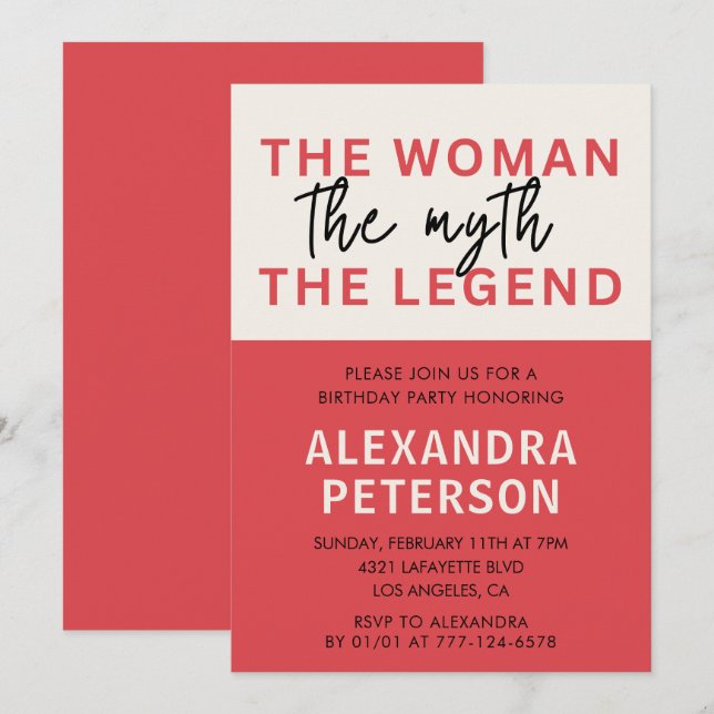 Funny 65e-födelsedagsinbjudan Woman Myth Legend Inbjudningar (Fram/baksida)
