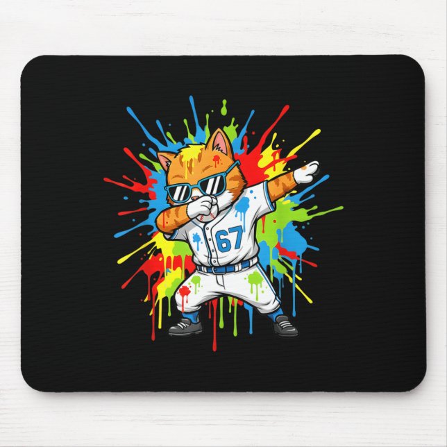 Funny 67 Baseball Dabbing Cat 6 7 Dripng Ice Cream Musmatta (Framsidan)