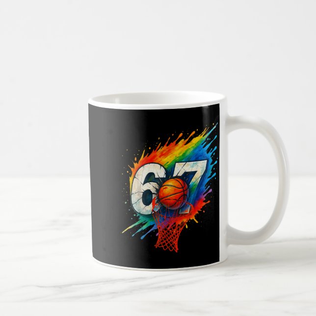 Funny 67 Basketball Six Seven 6 7 Meme 67  Kaffemugg (Höger)