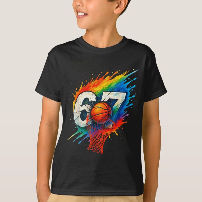 Funny 67 Basketball Six Seven 6 7 Meme 67  T Shirt (Framsida)