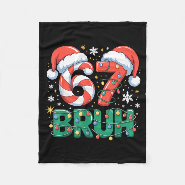 Funny 67 Bruh Christmas Design Meme Lights Candy C Fleecefilt (Framsidan)