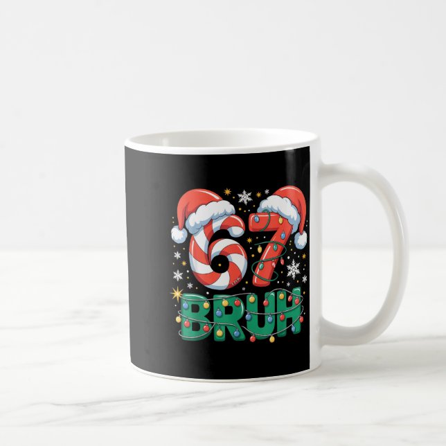 Funny 67 Bruh Christmas Design Meme Lights Candy C Kaffemugg (Höger)