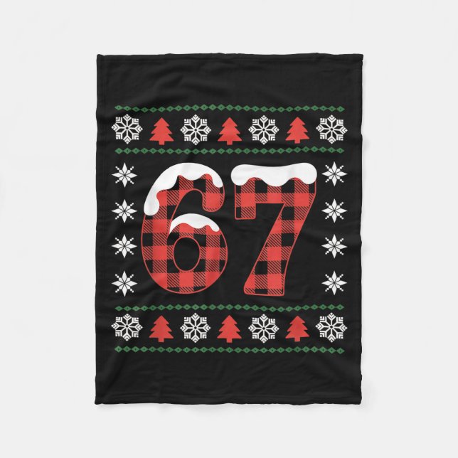 Funny 67 Buffalo Plaid Christmas Snow Ugly Sweater Fleecefilt (Framsidan)