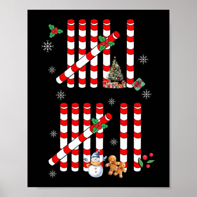 Funny 67 Candy Cane Tally Marks Christmas Six Seve Poster (Framsidan)