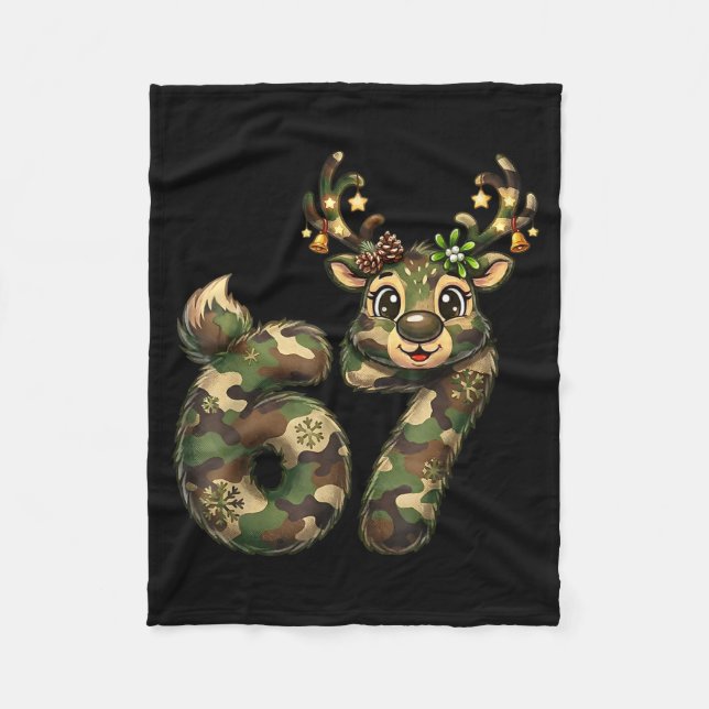 Funny 67 Christmas Holiday Camo Hunting Reindeer D Fleecefilt (Framsidan)