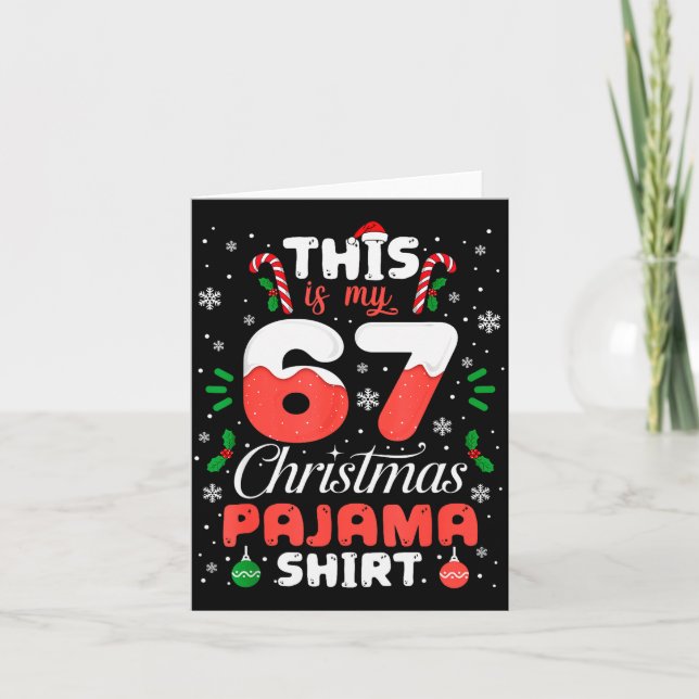 Funny 67 Christmas Pajamas Shirt Six Seven Meme Br Kort (Framsida)