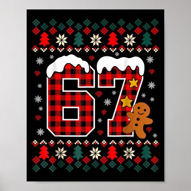 Funny 67 Christmas Pajamas Shirt Six Seven Meme Br Poster (Framsidan)