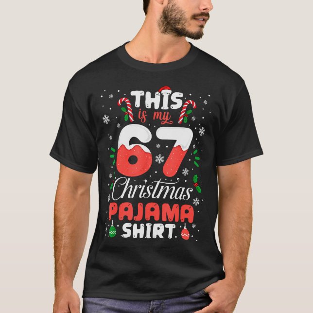 Funny 67 Christmas Pajamas Shirt Six Seven Meme Br T Shirt (Framsida)