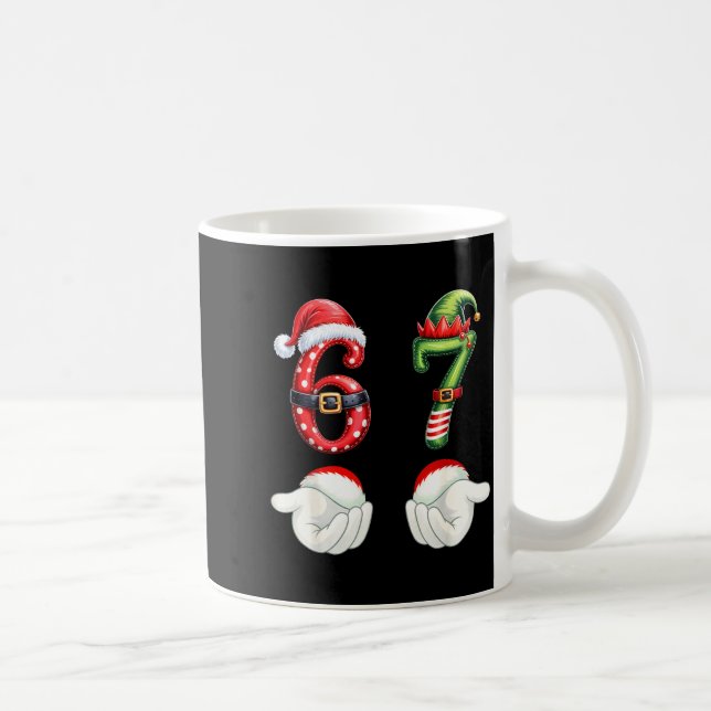 Funny 67 Christmas Pajamas Six Seven Meme 6 7 Elf  Kaffemugg (Höger)