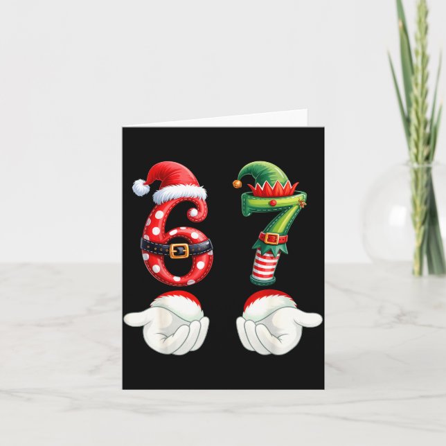 Funny 67 Christmas Pajamas Six Seven Meme 6 7 Elf  Kort (Framsida)