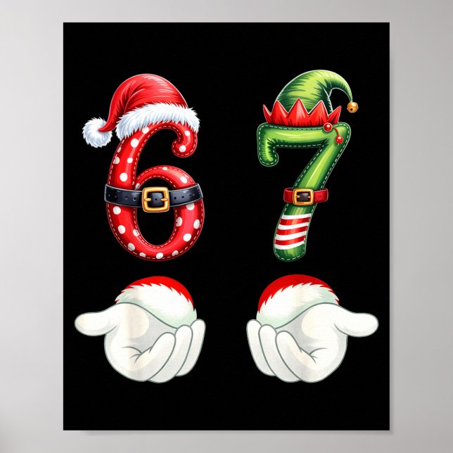 Funny 67 Christmas Pajamas Six Seven Meme 6 7 Elf  Poster (Framsidan)