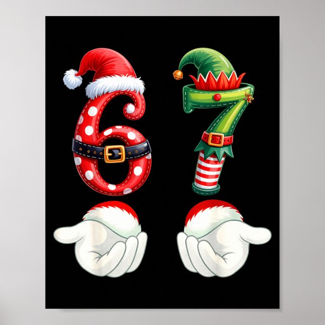 Funny 67 Christmas Pajamas Six Seven Meme 6 7 Elf  Poster (Framsidan)