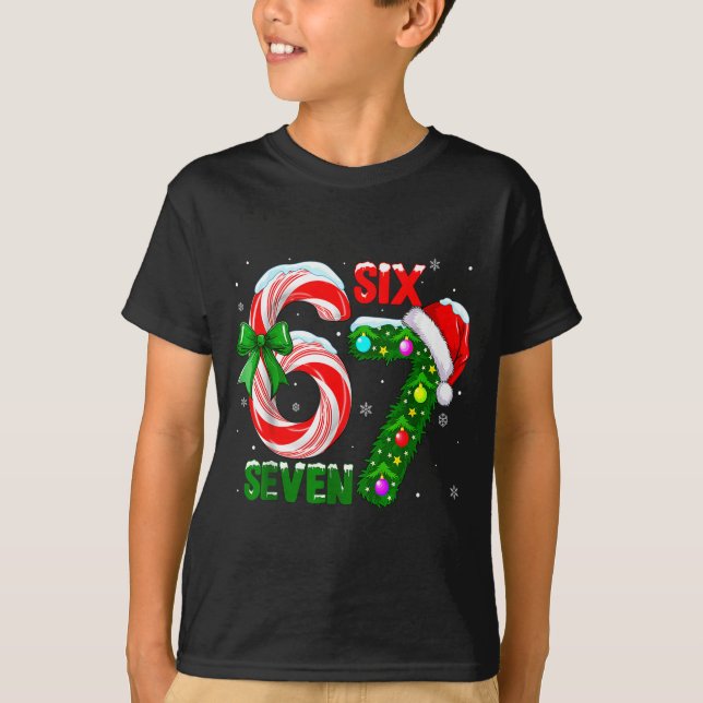 Funny 67 Christmas Shirts Boys Kids 6 7 Meme Pajam T Shirt (Framsida)