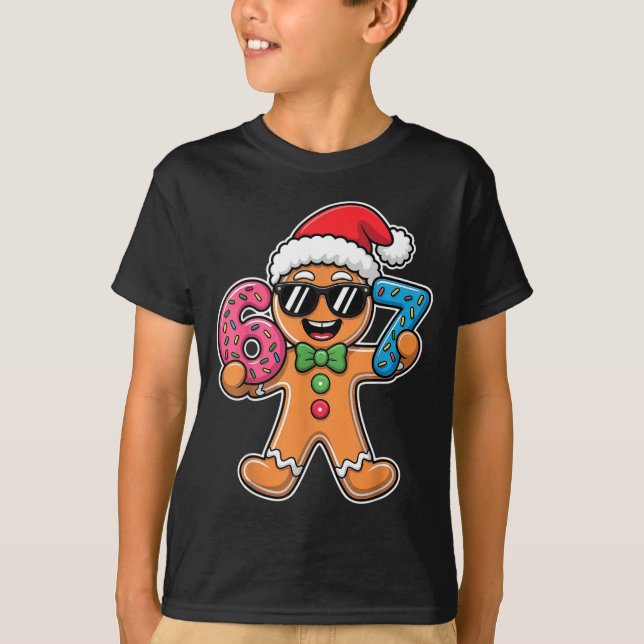 Funny 67 Christmas Six Seven Meme Xmas Gingerbread T Shirt (Framsida)