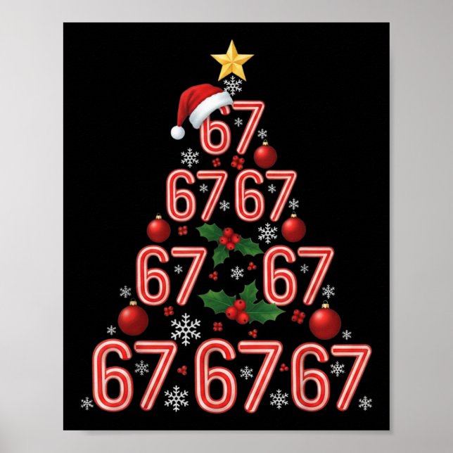 Funny 67 Christmas Tree Candy Cane Meme Holiday  Poster (Framsidan)