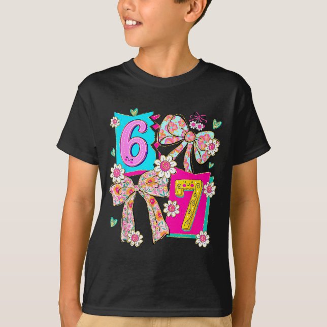 Funny 67 Coquette Bow Design For Girly Aesthetic L T Shirt (Framsida)
