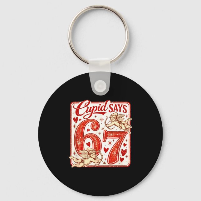 Funny 67 Cud Says 67 Valentine Couple Matching Six Nyckelring (Framsida)