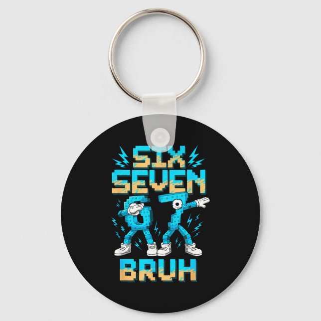 Funny 67 Dab Six Seven Burh Christmas 6 7 Dabbing  Nyckelring (Framsida)