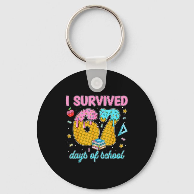 Funny 67 Days Of School Meme Teacher Student Tee  Nyckelring (Framsida)