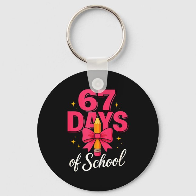 Funny 67 Days Of School Pencil Bow Design  Nyckelring (Framsida)