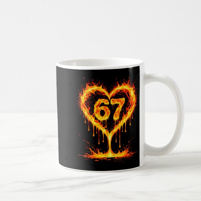 Funny 67 Flames Heart Love Six Seven Meme Celebrat Kaffemugg (Höger)