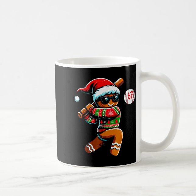 Funny 67 Gingerbread Man Playing Baseball Christma Kaffemugg (Höger)