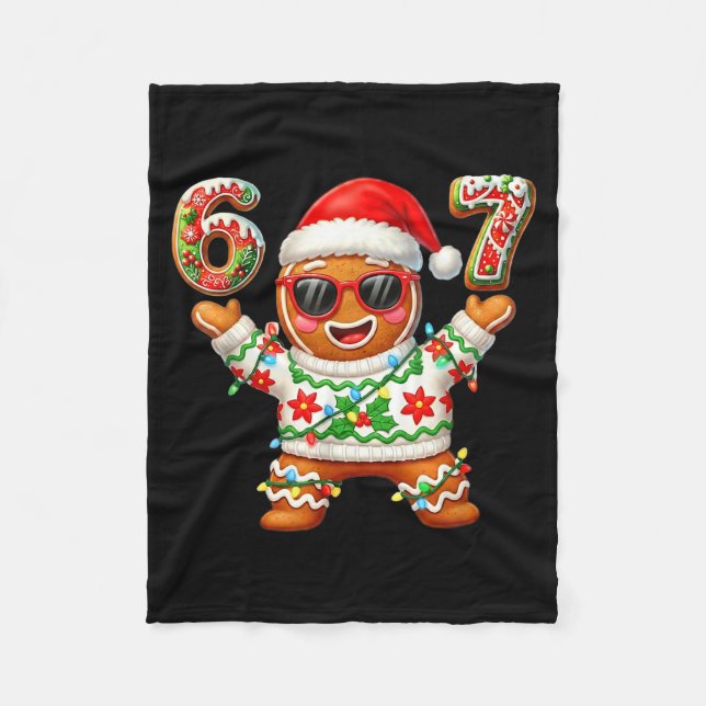 Funny 67 Gingerbread Six Seven Ice Cream Drip Chri Fleecefilt (Framsidan)