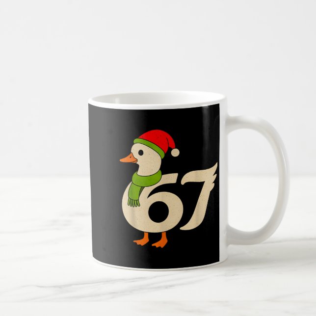 Funny 67 Goose Christmas 6 7 Meme Duck Santa Hat F Kaffemugg (Höger)