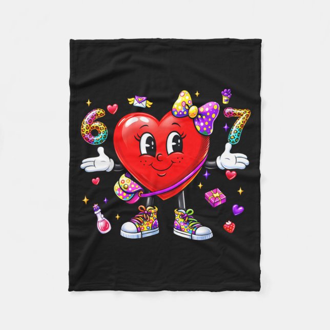 Funny 67 Heart Valentines Day Six Seven Meme 6 7 W Fleecefilt (Framsidan)