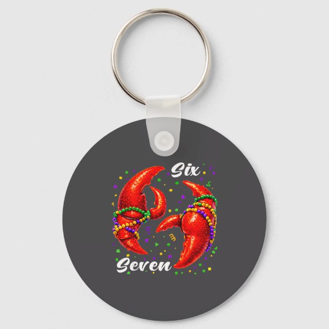 Funny 67 Mardi Gras Crawfish Meme 6 7 Beads Six Se Nyckelring (Framsida)