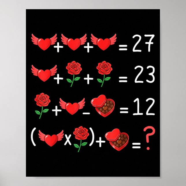 Funny 67 Math Teacher Valentine Math Teacher Women Poster (Framsidan)