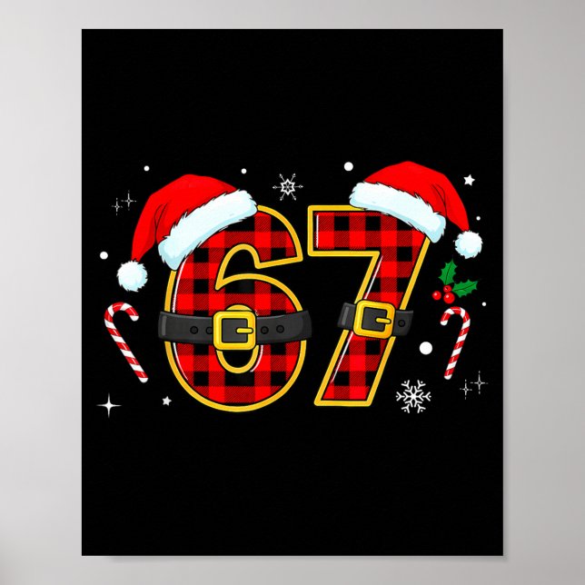 Funny 67 Meme Chrismtas Xmas Pajama Men Women Kids Poster (Framsidan)